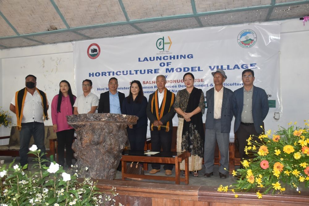 Minister for Women Resources Development & Horticulture, Salhoutuonuo Kruse along with other officer and member of the village at the launching programme of Horticulture Model village, at Khonoma village on September 15. (DIPR Photo)